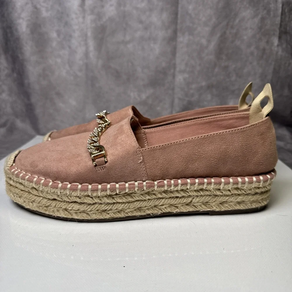 Tahari Womens Dusty Rose Brooklyn Espadrilles‎ Sz 8 Fall Platform Heel Slip On